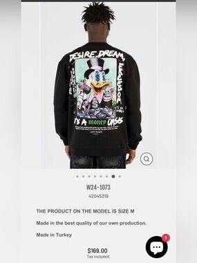 Left Point Black Graphic Sweatshirt with Colorful rhinestones Duck Money Print